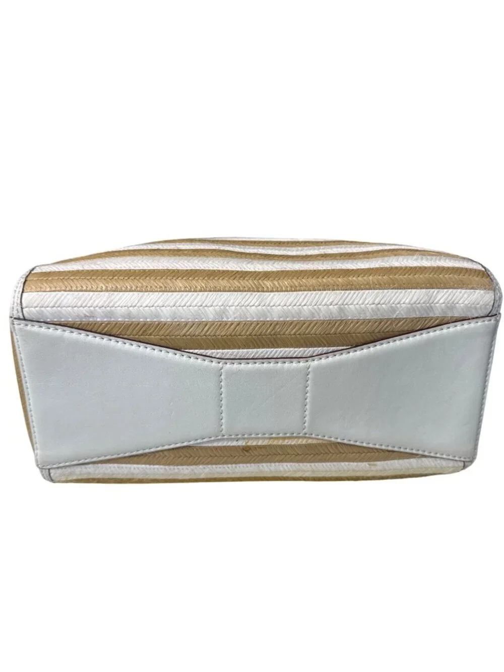 Kate Spade New York Catherine Street Pippa Handbag Striped Straw & White Leather